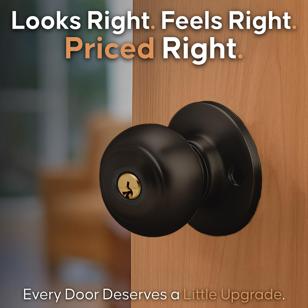 Copper Creek Colonial Entry Door Knob – Keyed Entry Handle with Lock and Key, ANSI Grade-3 Certified, DIY-Friendly Install for Interior and Exterior Entrance Doors – Tuscan Bronze (1 Pack)