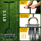 Uojim Lawn Aerator, 15x3 Solid Steel Tines for Efficient Aeration, Dual-Spring Auto-Clean to Prevent Clogging, 38" Ergonomic T-Handle & Wide Foot Pedal Used for Courtyard,Garden,Patio