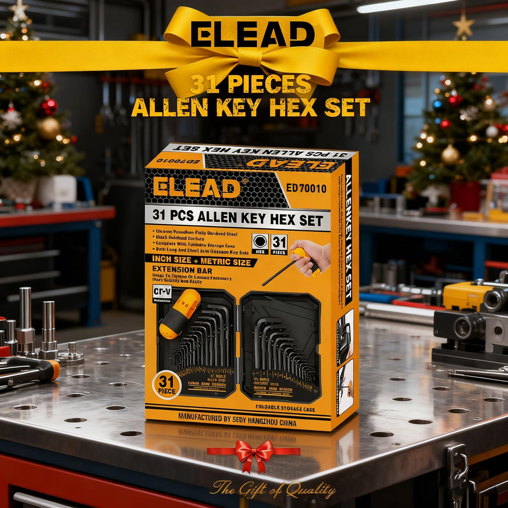 ELEAD 31-Piece Hex Key Set - Allen Wrench Set, SAE and Metric Allen Keys MM(0.7mm-10mm) SAE(0.028"-3/8) Heat-Treated, Torque Handle, High Leverage, Long & Short Keys, Easy Organization