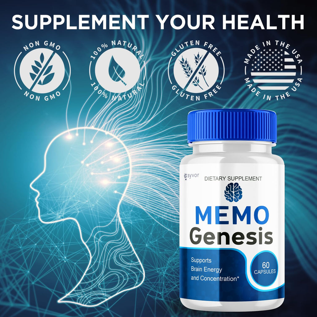 (3 Pack) Memo Genesis Capsules, Official Memogenesis Brain Health Support Pills with All Natural Ingredients, Advanced Brain Energy Supplement with Max Strength Vitamins for Women & Men (180 Capsules)