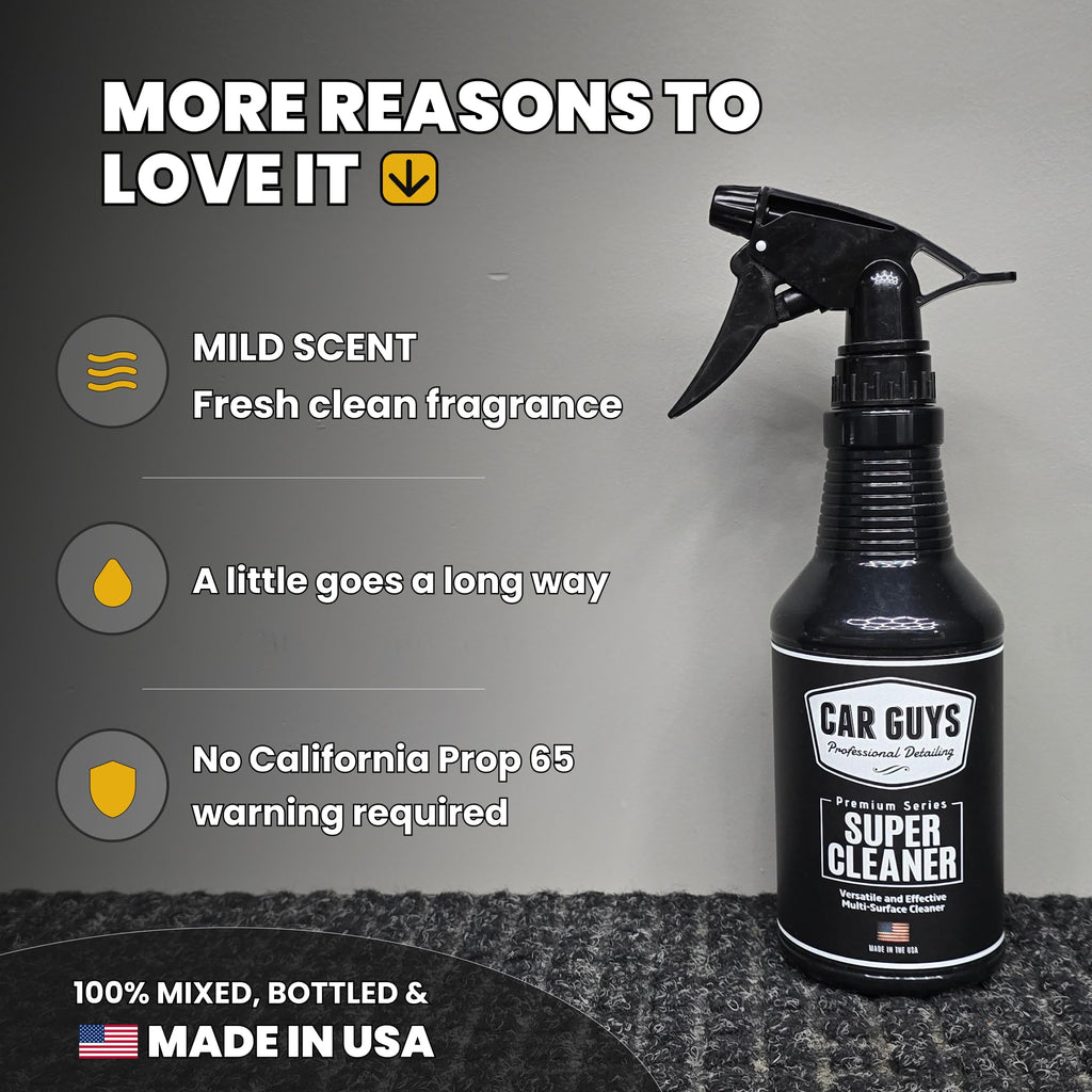 CAR GUYS Super Cleaner | Interior Car Cleaner for Tough Stains | Stain Remover for Car Seats, Carpet, Upholstery, & Leather | 18 Oz Kit with Microfiber Towel