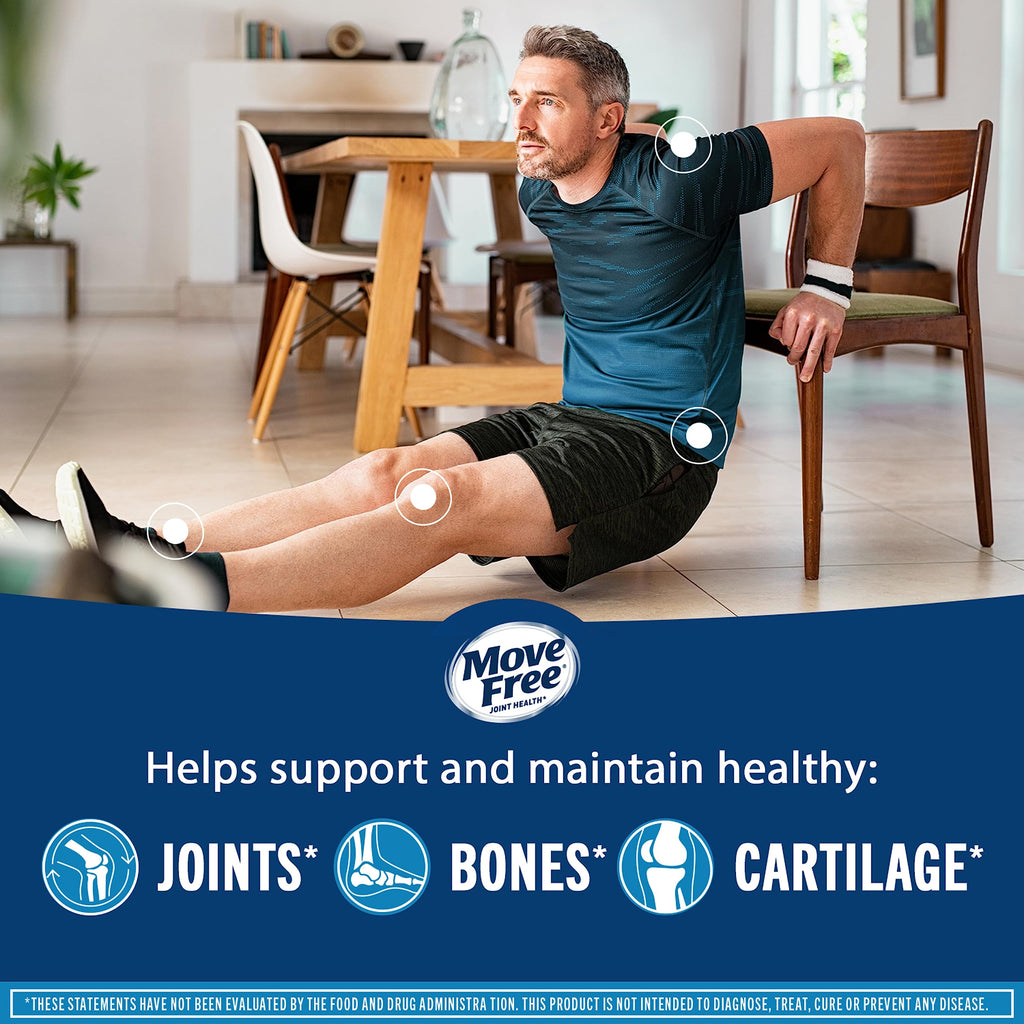 Move Free Advanced Glucosamine Chondroitin MSM + Vitamin D3 Joint Support Supplement, Supports Mobility Comfort Strength Flexibility & Bone + Immune Health - 120 Tablets (40 servings)*
