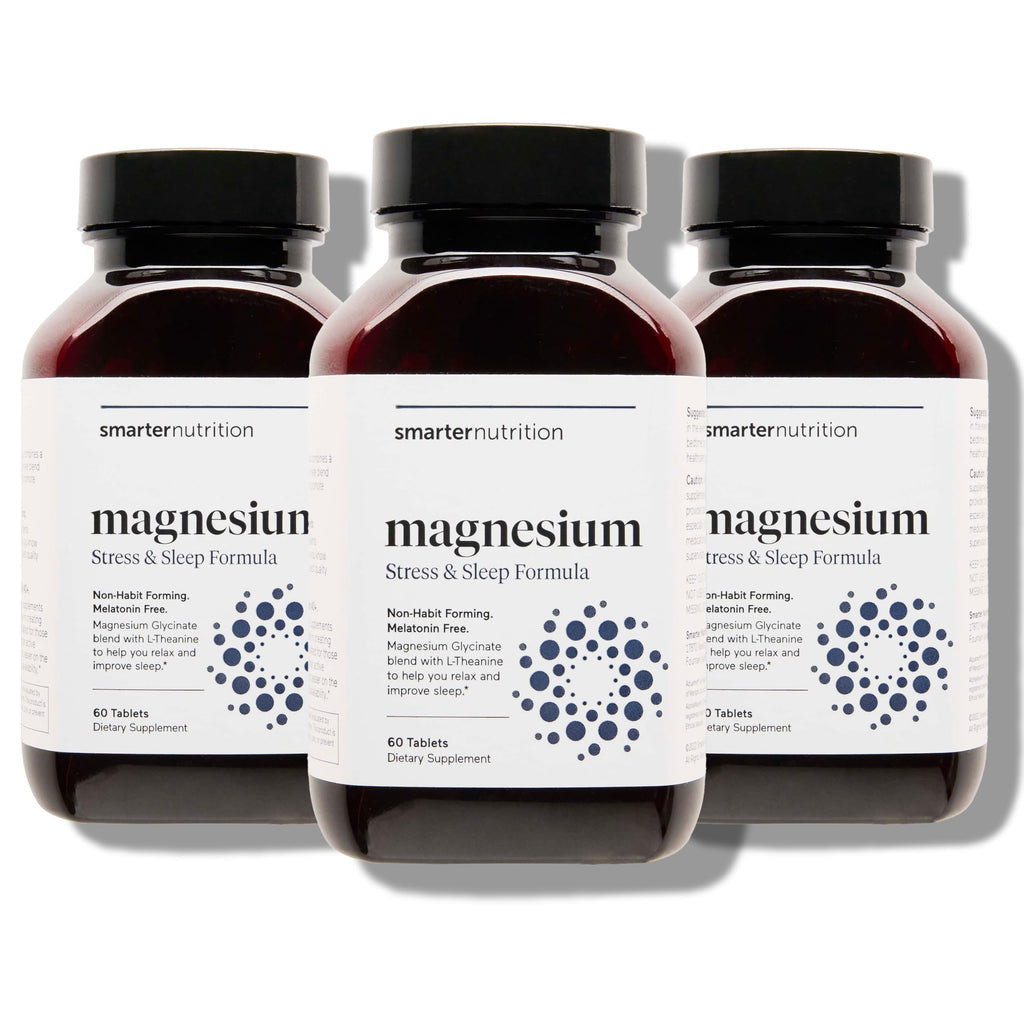 Smarter Nutrition Magnesium Complex - Chelated Magnesium Glycinate + Citrate, Malate for Sleep, Relaxation, Muscle & Nerves + Clinically Proven L-Theanine, Non-GMO-180 Tablet[90-Day Supply]