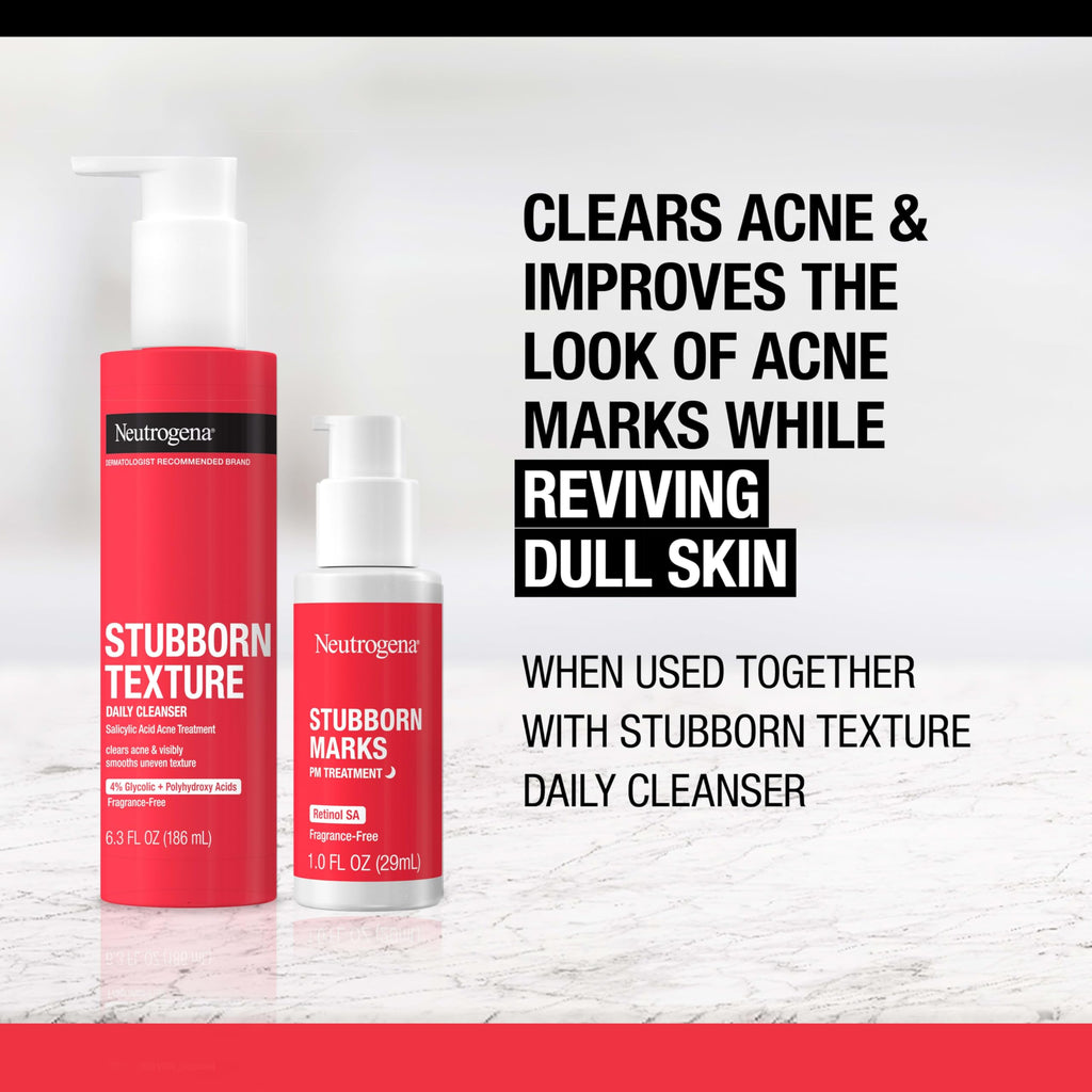 Neutrogena Retinol SA, Stubborn Marks PM Treatment, Face-Exfoliating Treatment to Help Reverse the Look of Post-Acne Marks & Uneven Skin Tone, Non-Comedogenic, PM Treatment, unscented, 1.0 Fl Oz