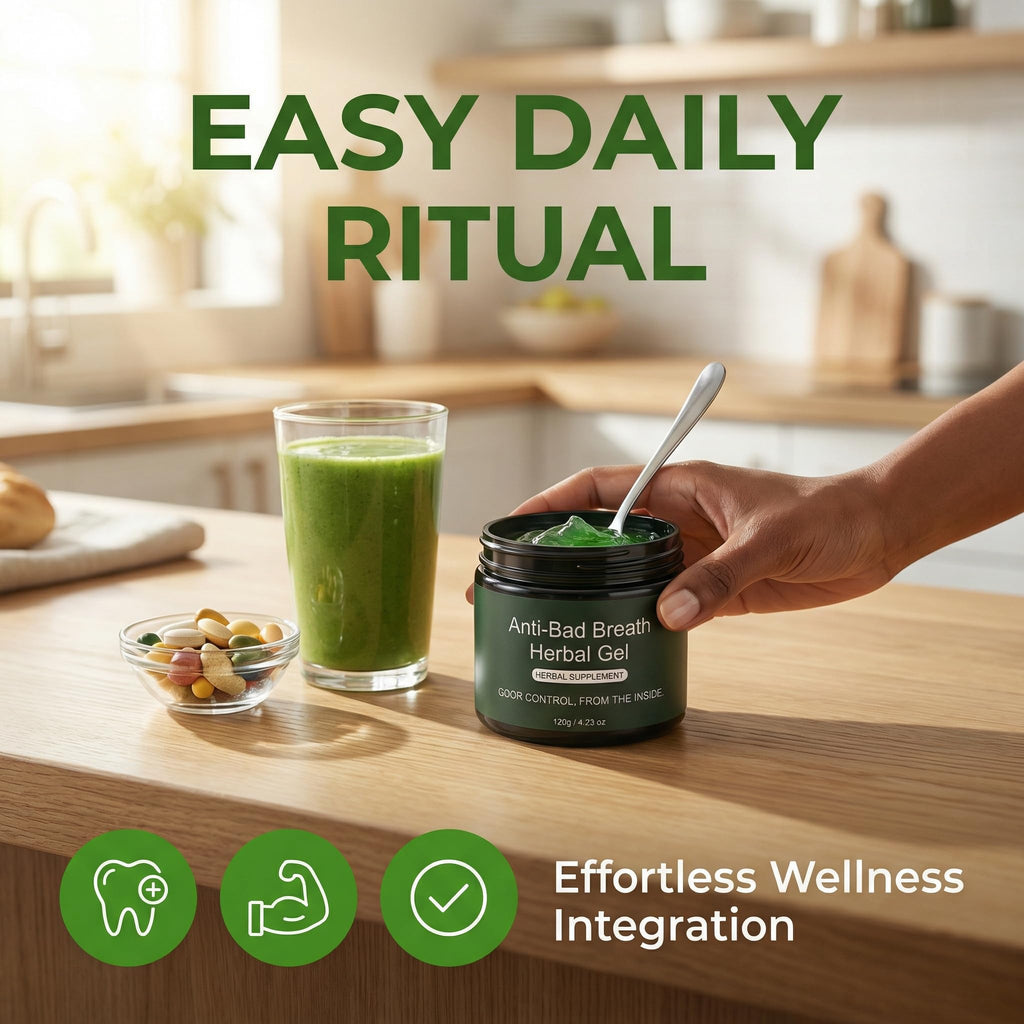 Anti-Bad Breath Herbal Gel Supplement, Internal Freshening Formula with Parsley, Green Tea, Lemon Balm, Clove Bud Oil, Peppermint Oil & Chlorophyllin, Natural Mint Flavor (1PCS)