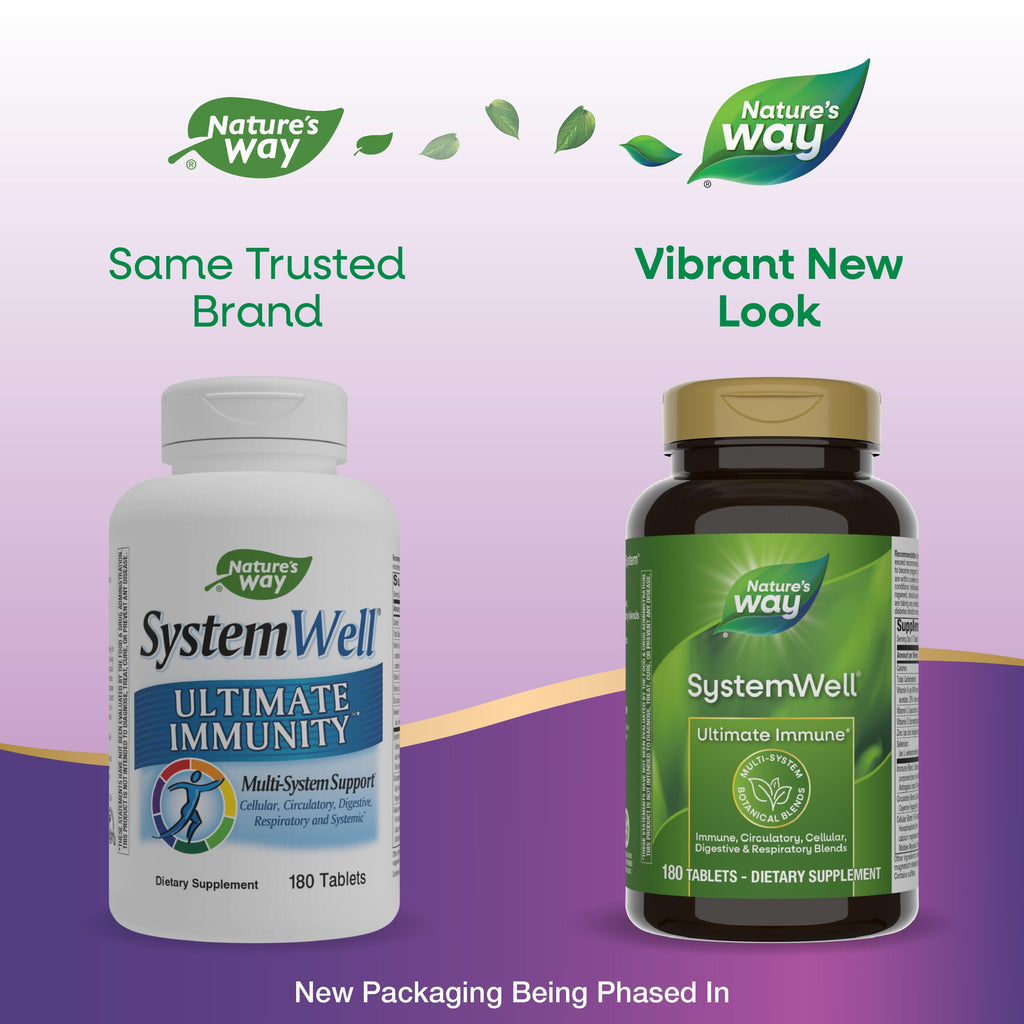 Nature's Way Systemwell Ultimate Immune* with Vitamins C, A, D, Zinc, & Selenium, Multi-System Botanical Blends Including Immune, Respiratory, Digestive & Circulatory, 180 Tablets (Packaging May Vary)