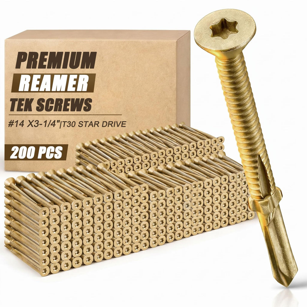 Yaocom 200 Pcs #14 x 3-1/4" Trailer Deck Screws Bulk Self Tapping Trailer Screws Wood to Metal with Star Head Self Drilling Reamer for Trailers Flatbeds Fastening Wood to Steel Metal Construction