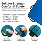 NurtureCare Positioning Bed Pad, Upgraded 3-Layer with 8 Reinforced Handles, Professional Patient Transfer Sliding Sheet for Turning, Lifting & Re-positioning, Hospital or Home Use (48" x 40", Blue)