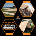 Heavy Duty Tan Poly Tarp 6' X 8' - Multipurpose Protective Cover - Durable, Waterproof, Weather Proof, Rip and Tear Resistant - Extra Thick 12 Mil Polyethylene - by Xpose Safety