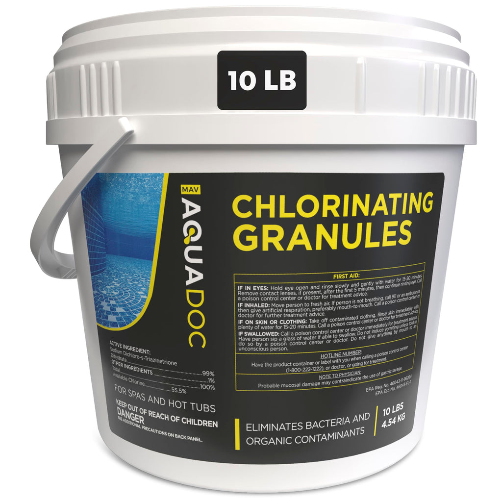 AquaDoc Hot Tub Chlorine Granules - 10 lb - Quick Dissolving Spa Chlorine for Hot Tub Sanitizer - Made in the USA