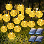 btfarm 4 Pack Solar String Lights Outdoor Waterproof, Each 49 FT 50 LED Solar Powered Patio Light, 8 Lighting Modes Crystal Globe Decor for Garden Yard Porch Party Wedding, Warm White