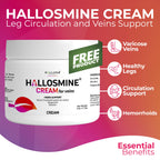 Hallosmine Xtra Circulation & Vein Support, Diosmin, Horse Chesnut & Hesperidin 850mg + FREE Leg Cream | Leg Circulation, Varicose Veins, Spider Veins, Hemorrhoids, Blood Flow, 60 capsules