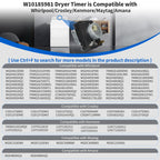 WGD4815EW2 MGDC215EW2 MGDC300BW1 WGD4800XQ4 WGD4800BQ2 W10185981 Dryer Timer Compatible with Kenmore Maytag Crosley Whirlpool Dryer Timer 115VAC 60Hz, WPW10185981 Replacement 418-095-20-B5 W10185981 E