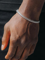 U7 Silver Bracelet for Men Stainless Steel Cuban Link Bracelets 5mm 7.5"