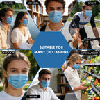 NNPCBT Blue Disposable Face Masks 100 Pack,Mask for Adults Outdoor Indoor