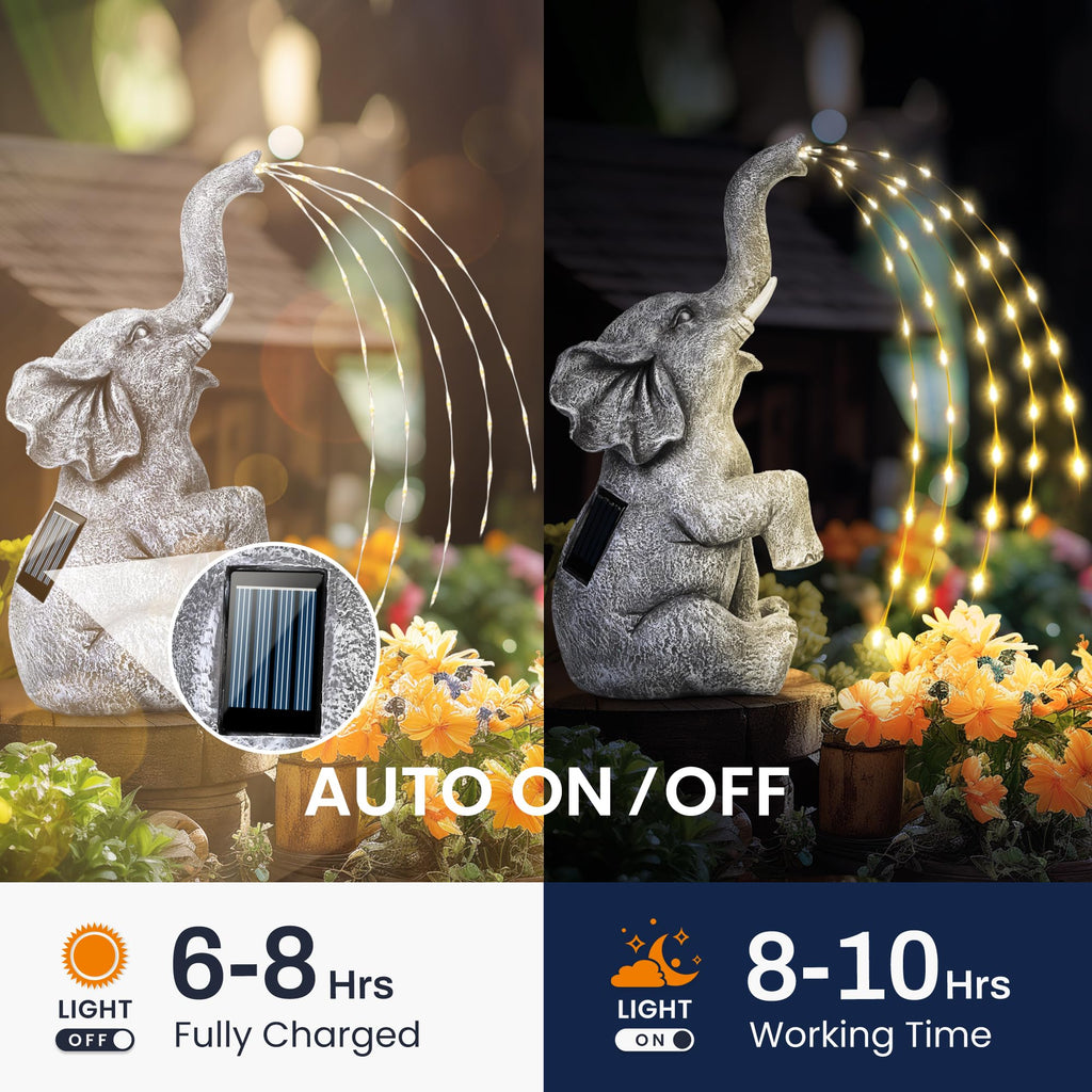 GIGALUMI Elephant Statue Solar Garden Yard Decor Outdoor Gifts for Women