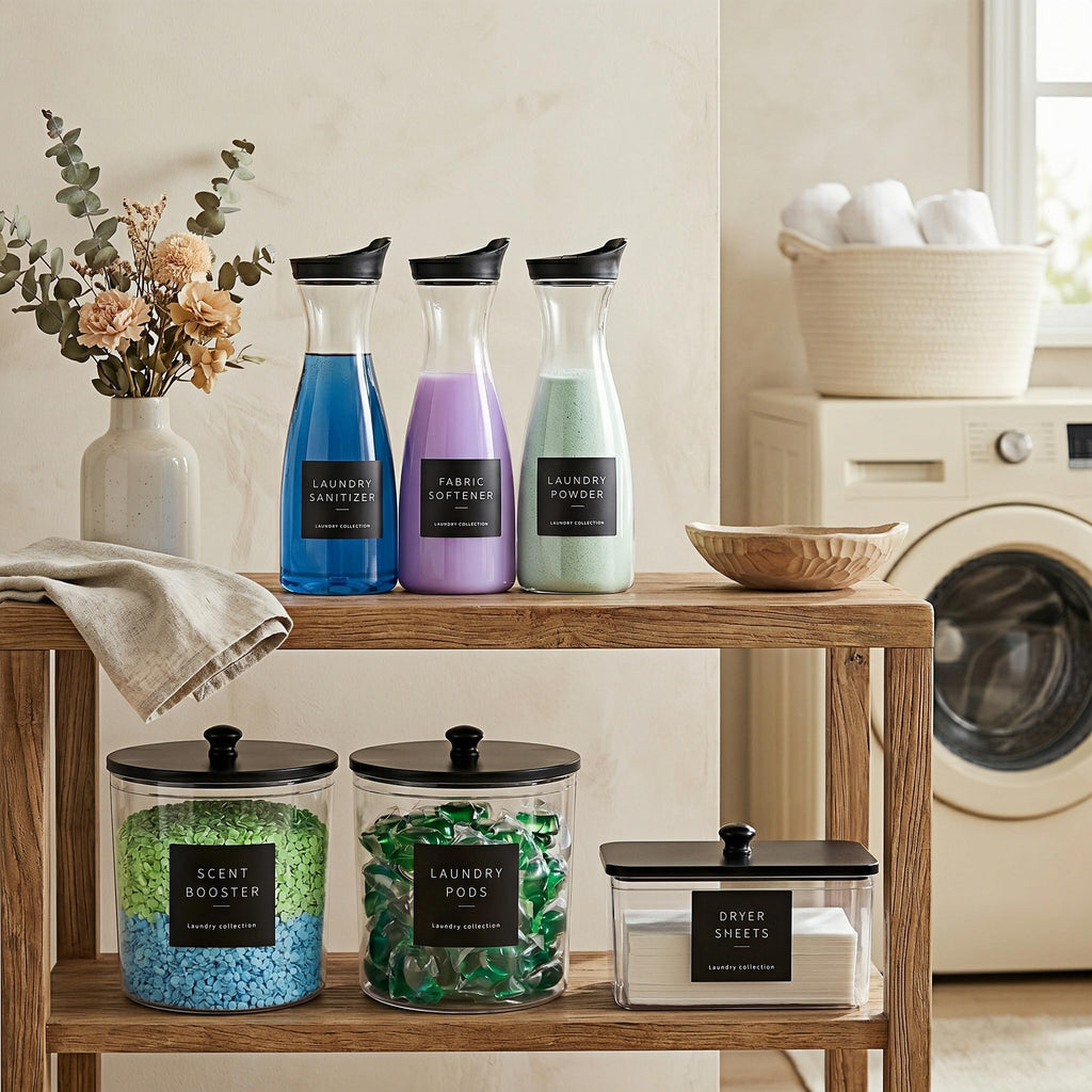 Laundry Room Organization Set, 3 Laundry Containers, 3 detergent dispenser
