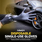 Raven Powder Free Nitrile Disposable Gloves | 7 Mil - Sm | Latex Free, Chemical + Puncture Resistant, Textured Grip, Single Use | for Automotive, Industrial, Janitorial, MRO, Food Service | 66516