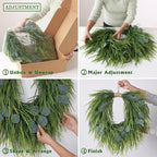 22" Artificial Eucalyptus & Saw Grass Wreath for Front Door Decor