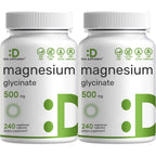 Deal Supplement Magnesium Glycinate 500mg, 480 Veggie Capsules | 100% Chelated for Easy Absorption | Essential Mineral Supplement | Non-GMO, Gluten-Free