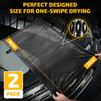 SMINDER 2-Pack 1200 GSM Car Drying Towels – Microfiber Towels for Cars (36" x 24"), Ultra-Absorbent, Streak-Free, Scratch-Free, No Water Spots, Double-Twist Pile & Edgeless Design