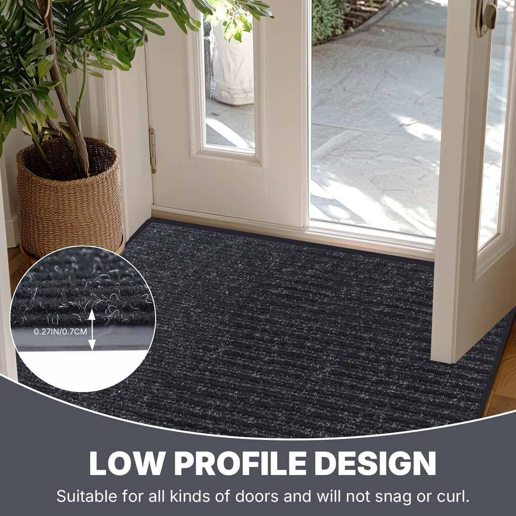 Storystore 3' x 5' Front Door, Mat Heavy-Duty Commercial Mat for Indoor/Outdoor Entryways, Non Slip Rubber Backing Low Profile for Entrance Home Office, Patio & Garage(Gray)