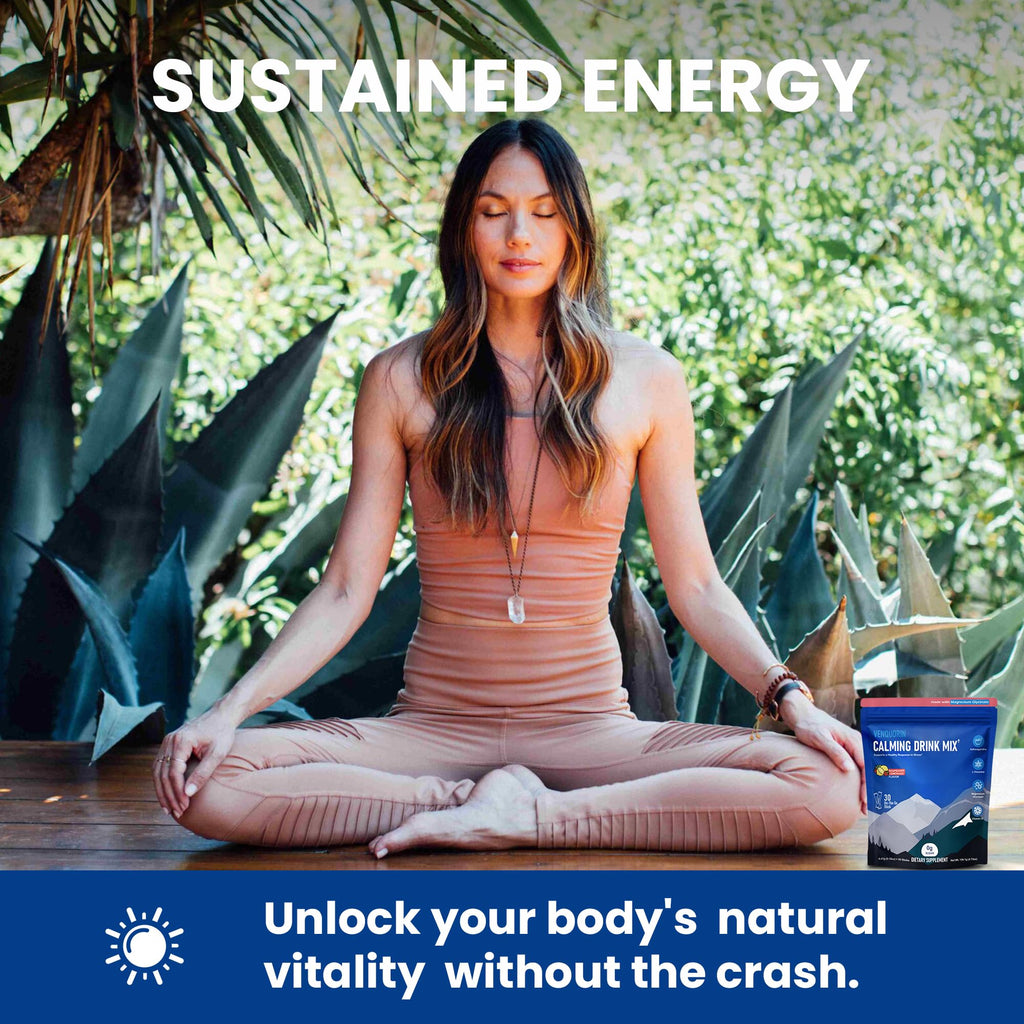 VENQUORIN Super Cortisol Calm Supplement Drink Powder for Women & Men with Magnesium Glycinate, Ashwagandha, L-Theanine & Vitamin D3 | Relaxation & Mood Support | Sugar Free, Vegan, 30 Servings
