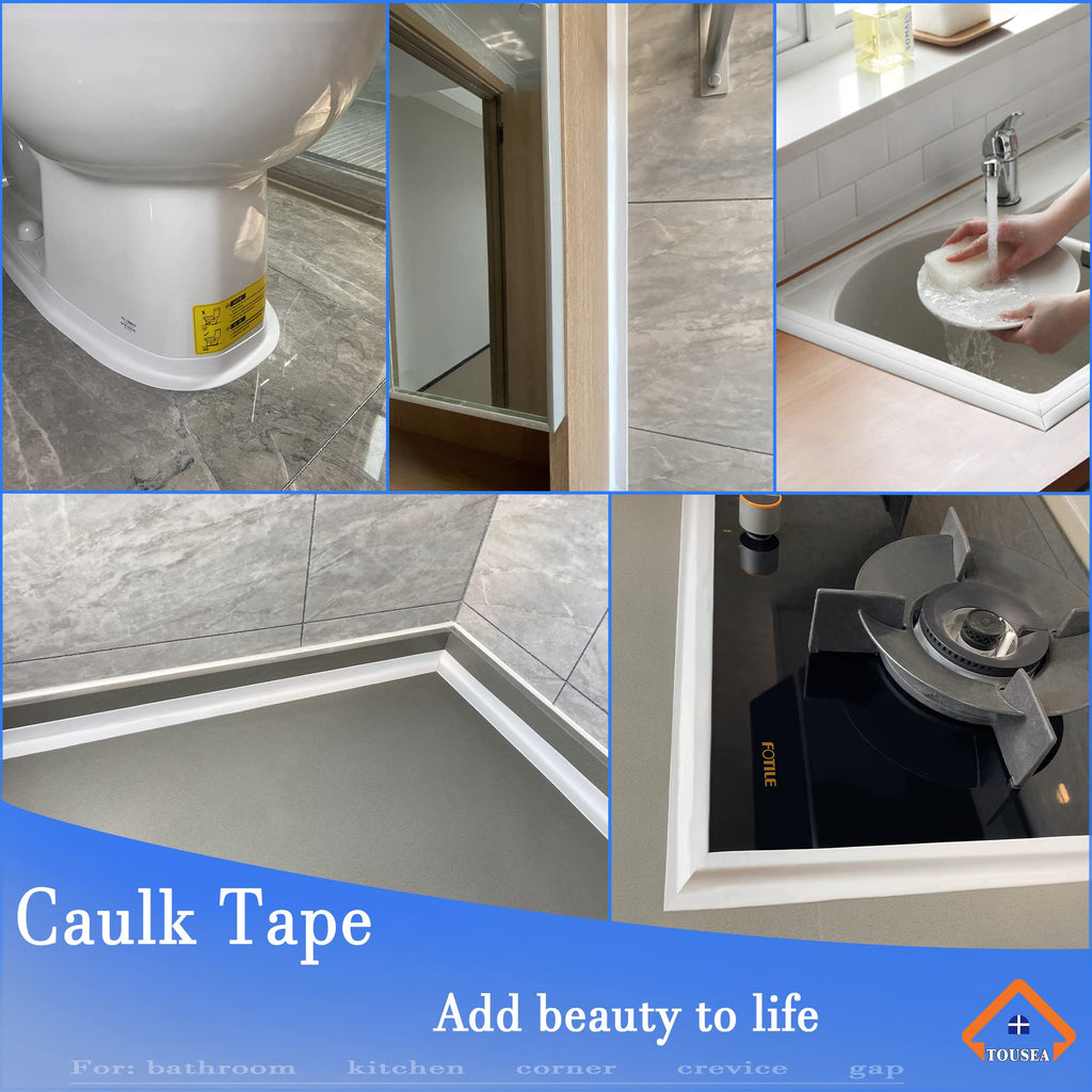TOUSEA White 1.5" x10.5ft Caulk Tape for Tub, Toilet, Sink, Peel and Stick