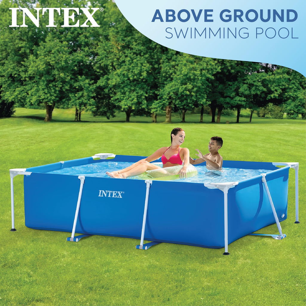 INTEX Rectangular Frame 7 ft 2 in x 4 ft 11 in x 23 in Above Ground Pool, Swimming Pool with Steel Frame, Pump Not Included