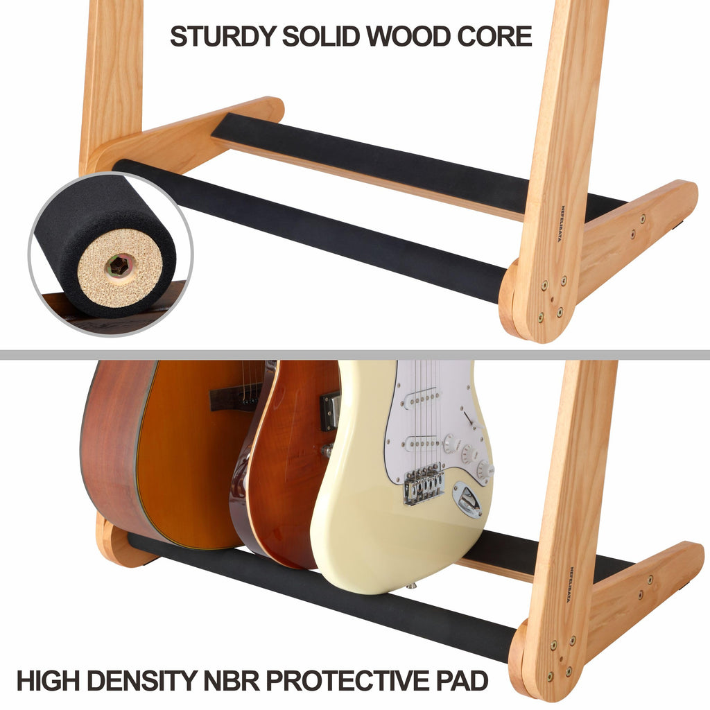 Nefelibata Multi-Purpose Guitar Stand 5 Stands Wooden Guitar Stand Floor Stand for Guitars and Cases, Electric Guitars, Acoustic Guitars, Bass Guitars, Cellos - German Ash