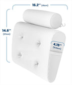 Everlasting Comfort Luxury Bath Pillows for Tub with Head and Neck Support - Non-Slip Bathtub Pillow with Suction Cups, Quick-Drying Mesh & Drying Hook - Jacuzzi & Spa Accessories for Women - White