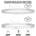 Funsanny Sterling Silver Ankle Bracelets for Women Layered Silver Anklets