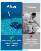 Pool Robot Retrieval Hook - 63.8 Inch Adjustable Stainless Aluminum Pole, Heavy-Duty Detachable Hook for Pool Robot Vacuum Robotic Pool Cleaner Including Cordless/Above Ground/Underwater Cleaners