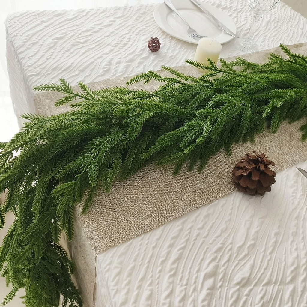 Cherica 2 Pcs 6 Ft Christmas Norfolk Pine Garland with Lights for Mantle