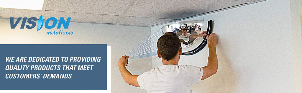 Vision Metalizers 18" Outdoor Acrylic Round Convex Mirror, Security Mirror for Retail Stores, Warehouses, Driveways, and Parking Lots, Acrylic Mirror for Blind Spots and High-Traffic Areas