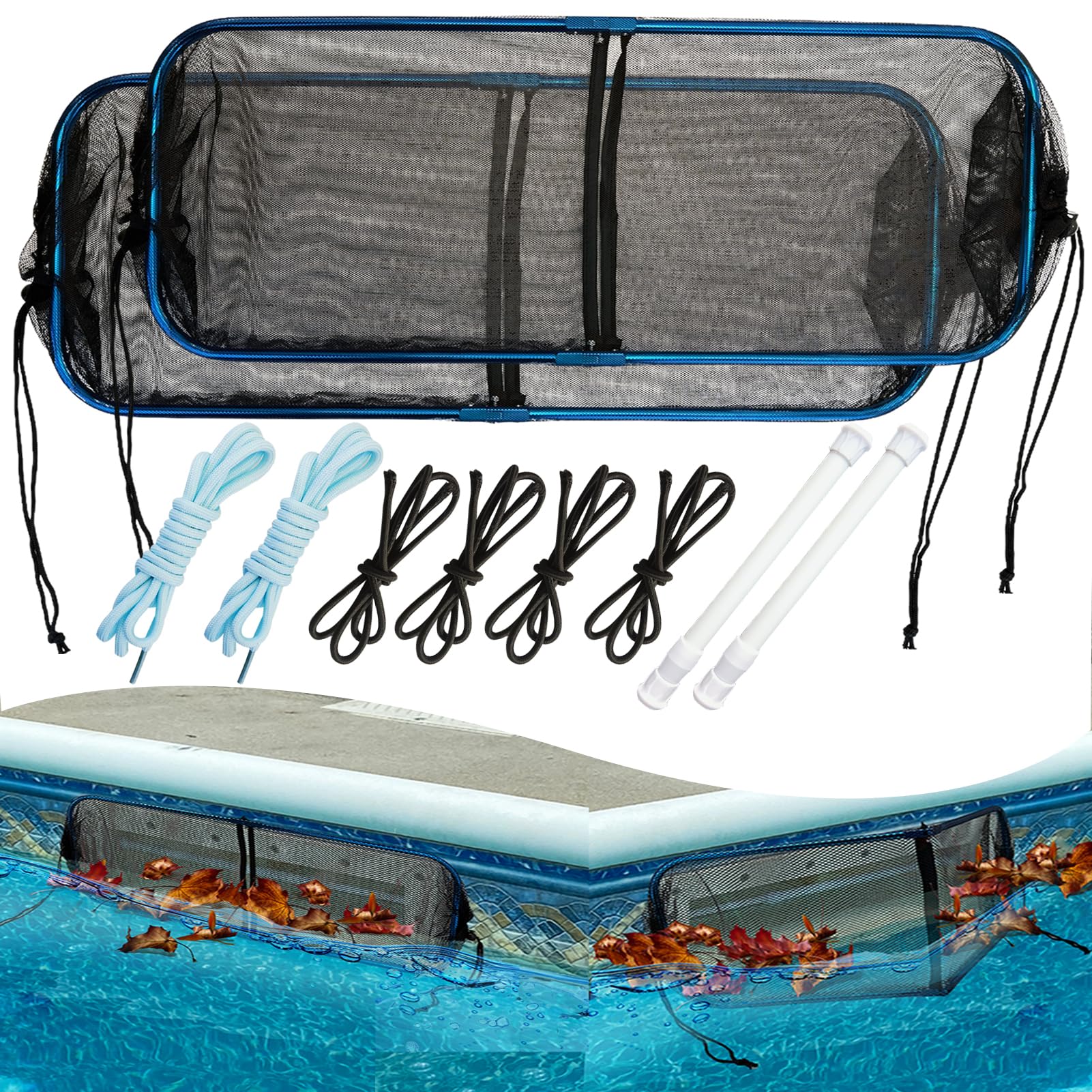 Pool Skimmer Screen Guard, Anti Rust Swimming Pool Skimmer Leaf Guard Net Blocker for Inground Above Ground Vinyl Lined, Pool Skimmer Leaf Catcher with Fine Mesh & Ultra Fine Mesh Easy to Install