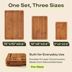 ROYAL CRAFT WOOD Wooden Cutting Boards for Kitchen Appliances - Non Toxic Bamboo Wood Cutting Board Set with Deep Juice Groove, Side Handles, Charcuterie & Butcher Block for Meat, Meal Prep & Serving