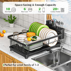 Kmiectse Dish Drying Rack for Small Kitchen Counter with Utensil Holder
