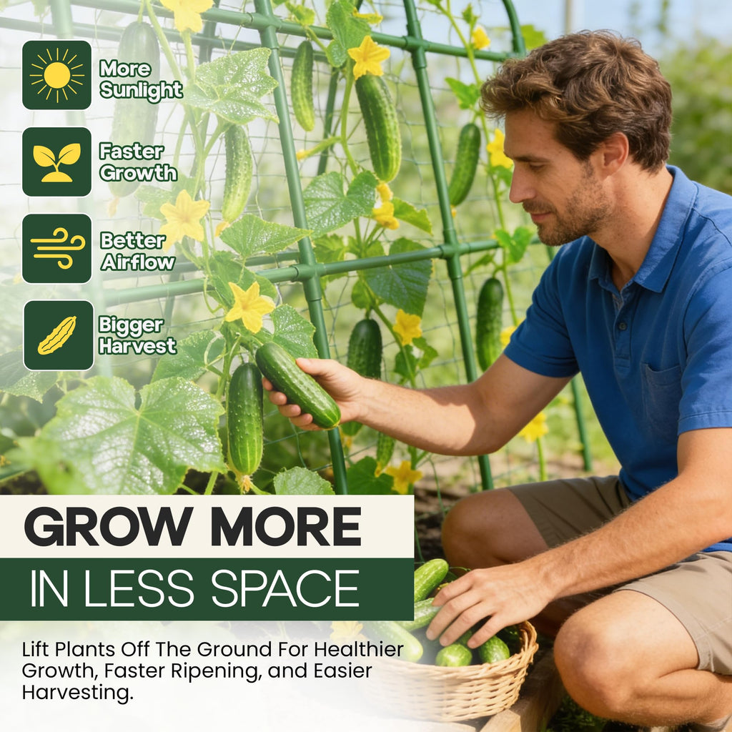 48x48 Cucumber Trellis for Raised Bed - U Shape Vegetable Garden Trellis for Climbing Plants Outdoor - Support for Cucumbers, Pea, Zucchini, Squash,Tomato, Green Bean, Vine, Watermelon, Melon, Pumpkin