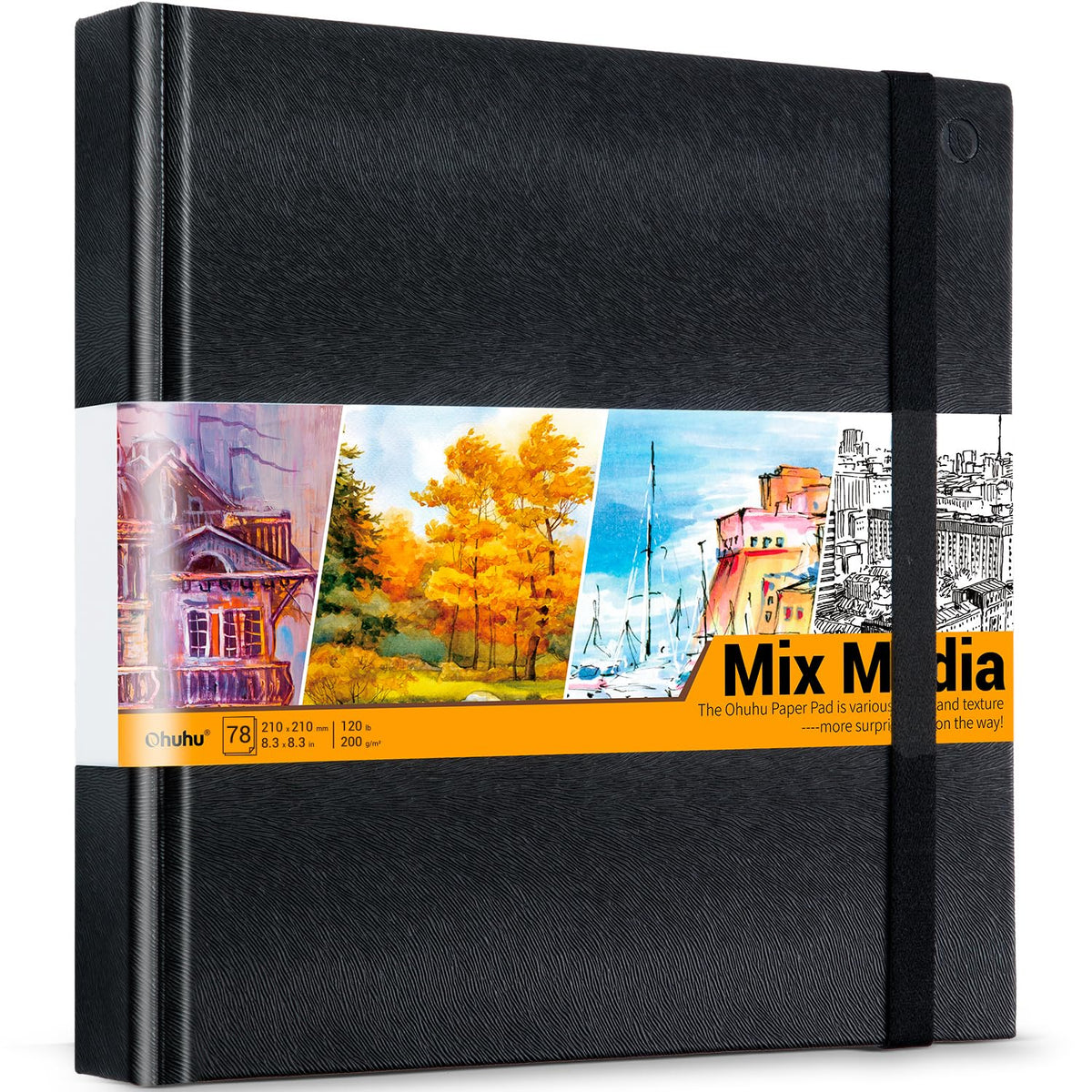 Ohuhu 8.3"x8.3" Mix Media Pad Art Sketchbook 78 Sheets for Painting Drawing