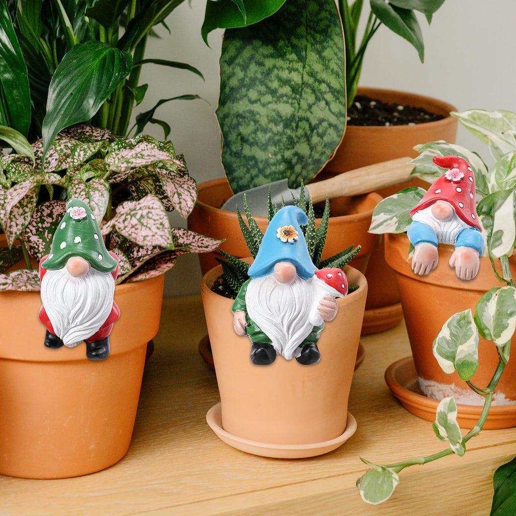 Chonsun Garden Gnomes Statue, 3 Pcs Flower Pots Hugger for Planter Decor