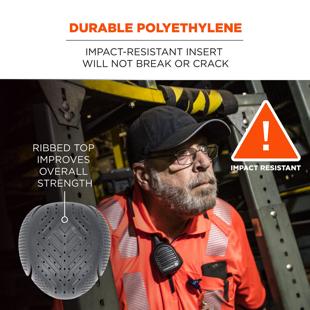 Ergodyne Skullerz 8945F(x) Universal Bump Cap Insert with Extra Venting, Fits Into Any Baseball Hat, 2-Pack, Charcoal
