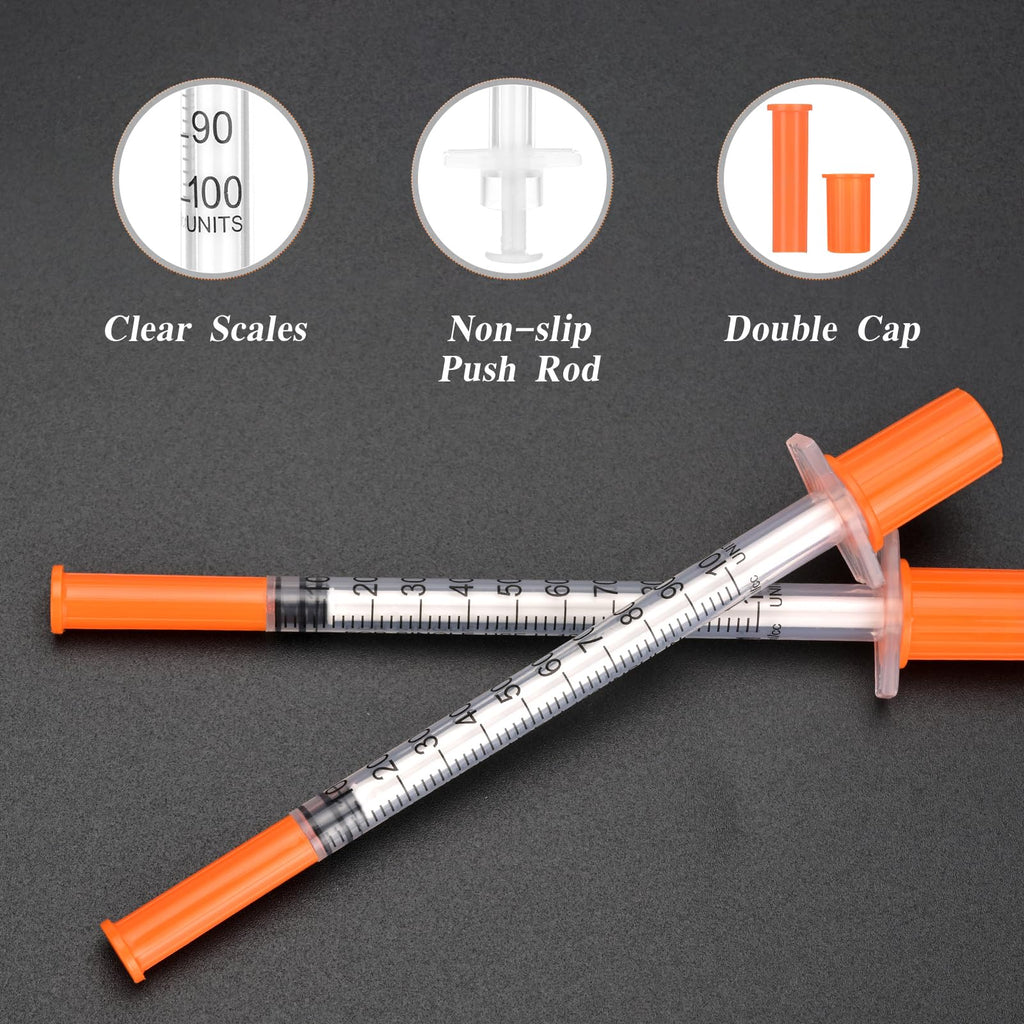 20 Pack 1ml Syringe with 27×8mm Cap, Individually Wrapped