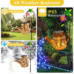 Big Solar Lanterns Outdoor Waterproof, Gift for Mom Grandma Women Wife Daughter Mother's Day, Blue Hummingbird Watering Can Light With Shepherd Hook, Solar Path Light Yard Outdoor Patio Garden Decor