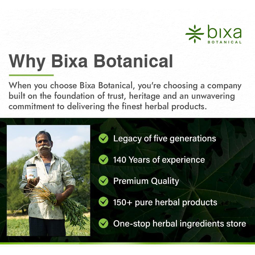 bixa BOTANICAL | Safed Musli Powder | Chlorophytum Borivilianum | Steam Treated Ayurvedic Root | Vegan | Non GMO | Clean Label | Strength and Vitality Support | 7 oz 200 g