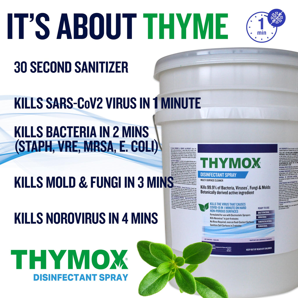 Thymox 5 Gallon Pail Botanical Disinfectant - All Natural Cleaner Mold Remover, Multipurpose Cleaner, Mold Killer - Ideal for Restoration Jobs and Water Damage, Pet Friendly Natural Disinfectant