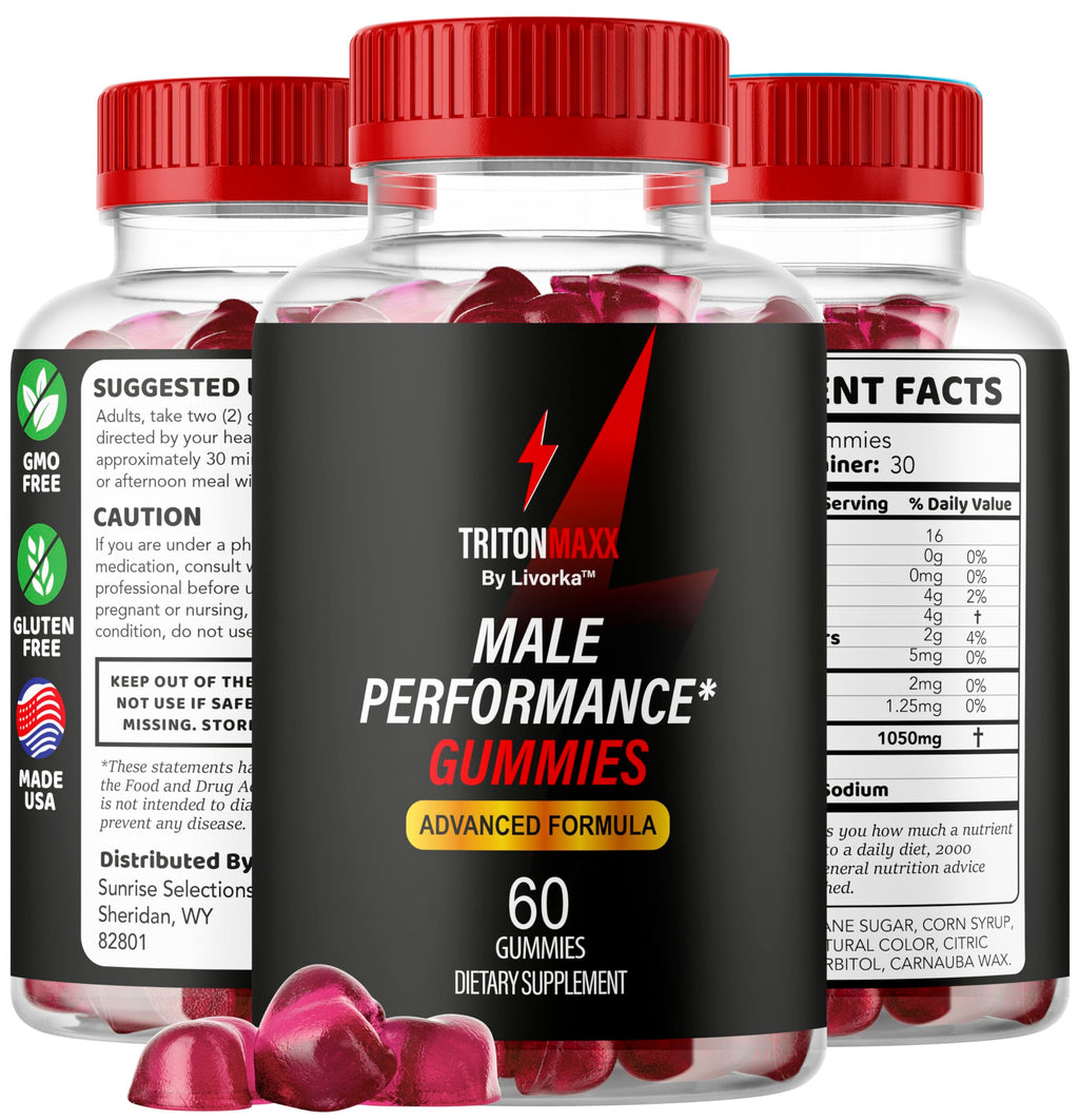 (3 Pack) Triton Maxx Gummies - Official TritonMaxx Gummies for Men Supplement Support, Premium Triton Max Advanced Formula Performances and Energy, TritonMac Gummys Review, 180 Gummies for 3 Months