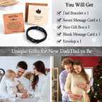 WIKHIA New Dad Gifts for Men, First Time Parents Gift Dad to Be Gift for Father's Day Birthday Christmas, Leather Bangle Bracelet for Daddy Him Husband