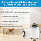 2-Pack VF4000 Replacement Filter for Ridgid 72947 Standard Wet dry Vac 5 to 20 Gallon 6-9 Gal Husky Vacuum Compatible WD5500 WD0671 RV2400A RV2600B Vac