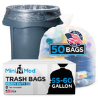 55-60 Gallon Clear Trash Bags | 50 Count | Large Clear Plastic Bags for Recycling, Garbage, and Commercial Use – Fits 55 Gallon and 60 Gallon Trash Cans